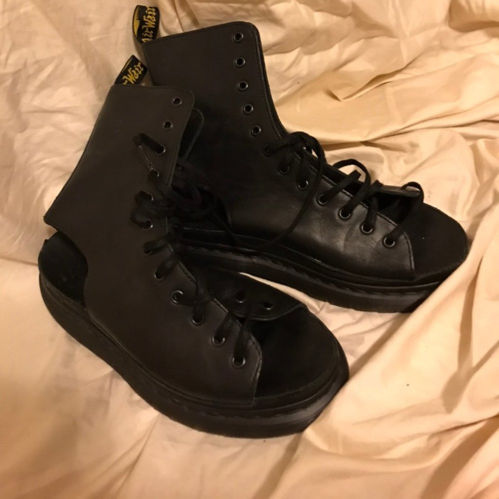 open toes doc marten combat boots